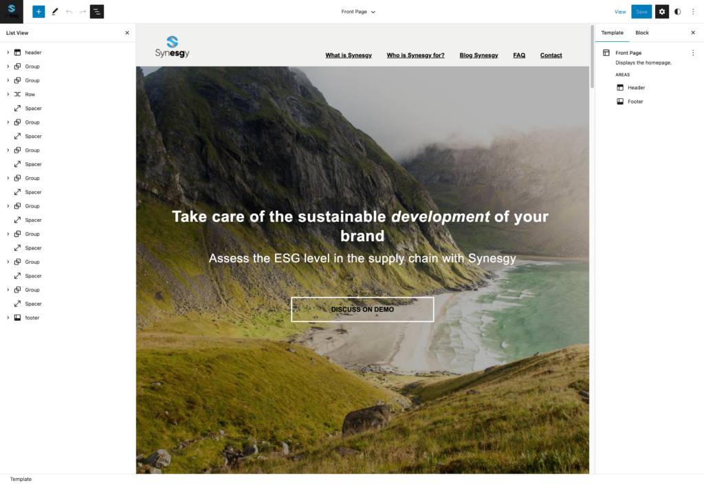 Full Site Editing (FSE) How a pannel is built